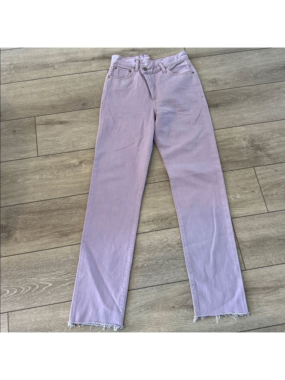 Agolde Lavender cross cross asymmetrical waist Straight Leg Jeans size 24 - Picture 4 of 11